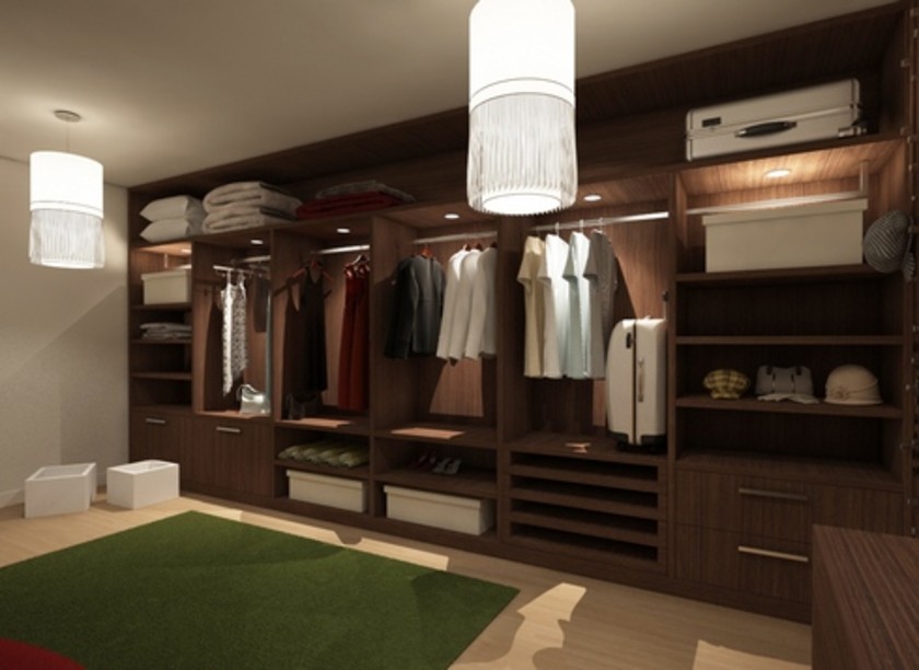 Классическая гардеробная комната из массива с подсветкой Грозный